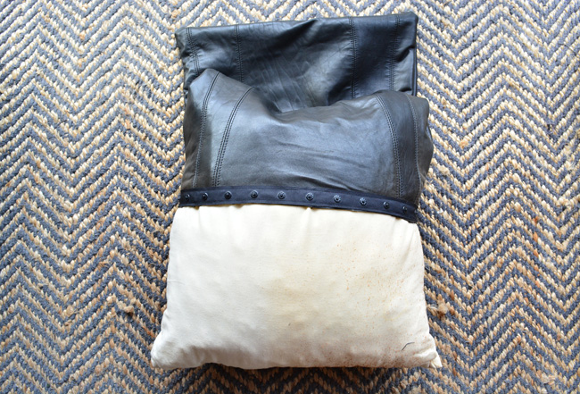 How to make a cushion cover out of a leather jacket