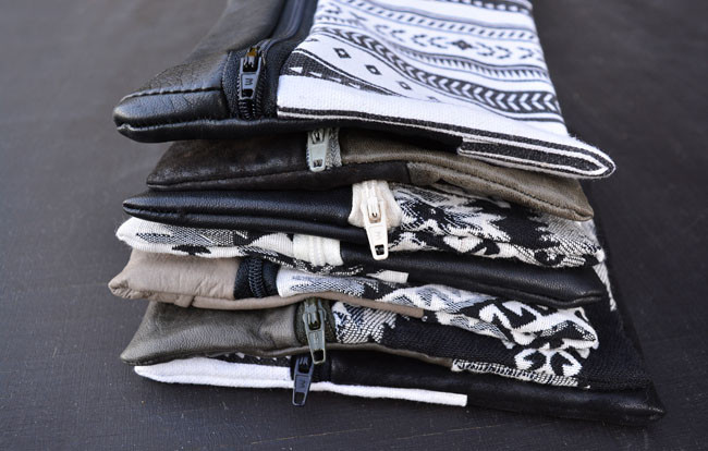 Recycled Leather & Fabric Zip Pouch Tutorial
