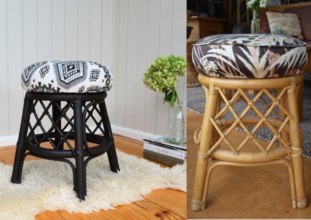 Before & After - How to reupholster a stool